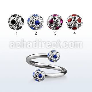 spfr5a 316l steel spiral w ferido dotted multi crystal ball