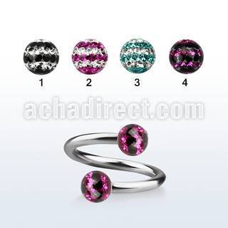 spfr5d 316l steel spiral w ferido tri line multi crystal ball