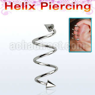 sphecn piercing espiral helix acero quirurgico triple conos acero 4mm mayorista