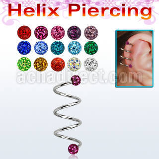 sphefr tri 316l steel helix spiral piercing with ferido balls