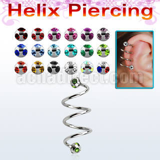 sphemj tri 316l steel helix spiral piercing w multijewel balls