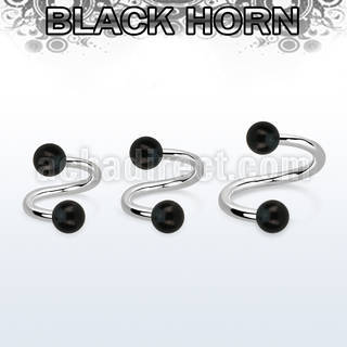 spwk5 organic spiral w 316l steel post w 2 5mm black horn ball