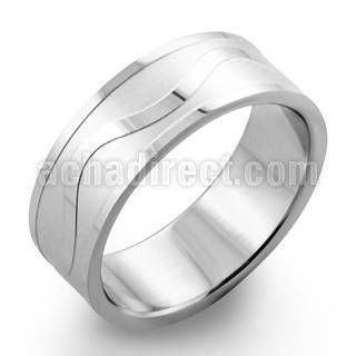 sr104 matte stainless steel carving ring with wave pattern