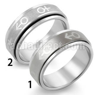 sr121 matte stainless steel spinner ring with male symbol