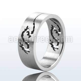 sr167 matte stainless steel cutting ring w cut out dragon