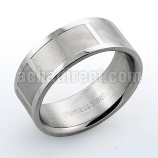 sr181 high polished stainless steel ring with squares pattern