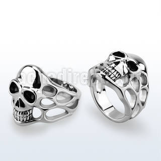 sr256 stainless steel ring w a casted skull design