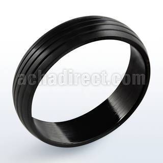 srb21 black stainless steel ring with quadruple band design