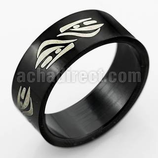 srb59 anillo acero inoxidable anodizado negro tribal ola gruso mayorista
