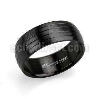 srb67 black plated steel ring w 4 groves and high polish