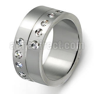 srcz53 stainless steel rings w cz stones in bezel setting