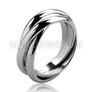 srm3 high polisdhed stainless steel 3 band interlocking ring
