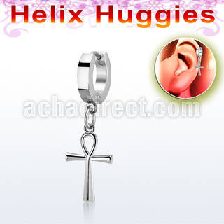 ehhl769 distribuidor pendiente huggie helix acero inoxidable colgante cruz ankh larga plata & se vende por unidad distribuidor mayorista