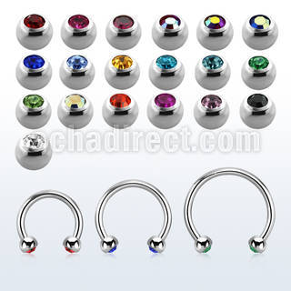 steel circular barbell 1mm w tiny 2.5mm jewel balls