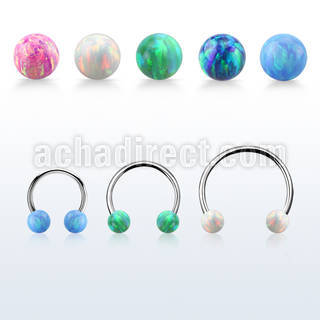 steel circular barbell 20g w two 3mm synthetic opal balls
