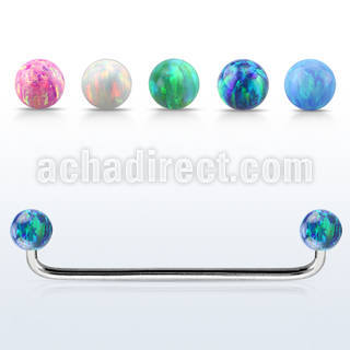 subbo5 316l steel surface barbell w two 5mm synthetic opal ball