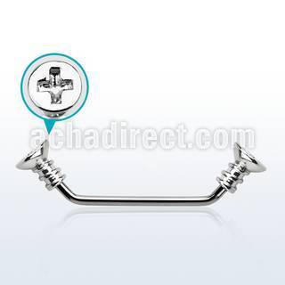 subscw2 316l steel 45 surface barbell w two cross screw tops
