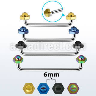 sudita6 internal steel surface barbell w 2 pvd screw nut tops