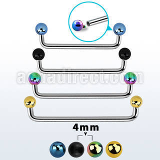 suditb4 internal steel surface barbell w 2 4 mm pvd plated balls