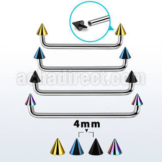 suditcn4 internal steel surface barbell w 2 4 mm pvd plated cones