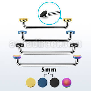 sudite5 barbell superficial industrial acero quirurgico rosca interna 90 grados discos pvd 5mm mayorista