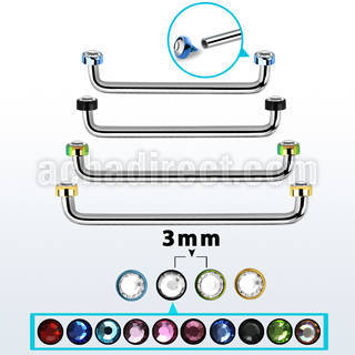 suditjf3 internal steel surface barbell w 2 3mm crystal tops