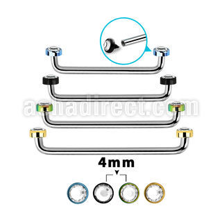 suditjf4 internal steel surface barbell w 2 4mm crystal tops