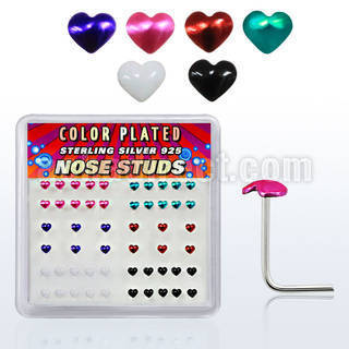 sxphr caja display piercing nariz l plata esterlina 925 0 6mm corazon colores 2 5mm venta