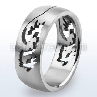 tir10 titanium g23 ring with cut out dragon design