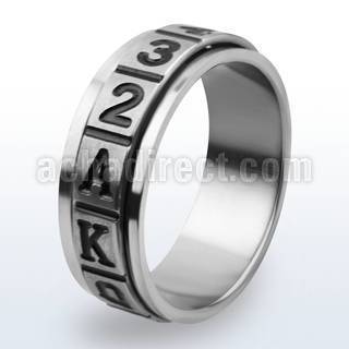 tir11 titanium g23 spinner ring with numbers and letters