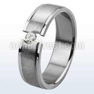tirc2 titanium g23 ring with 2mm round clear cz stone