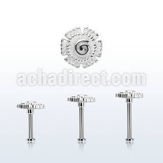 tlb39 steel tragus labret w a plain flower upper part