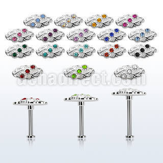 tlb40 steel tragus labret w a leaved shaped upper part