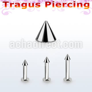 tlbcn2 316l steel tragus labret 16g w a 2mm cone 