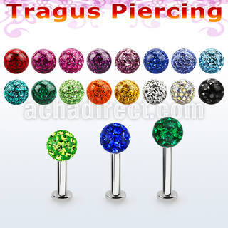 tlbfr5s 316l steel tragus labret 16g w a 5mm multi crystal ball