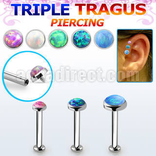 tlbio piercing labret tragus acero 316l rosca interna base redonda 2 5mm opalo 3 5mm piercing tragus triple venta