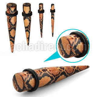 tpabr black acrylic taper w printed snake skin w o rings