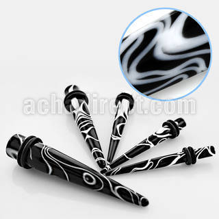tpms expansor acrilico negro remolino marmolado blanco anillos goma dobles distribuidor mayorista