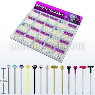 trany3 tray w 1040 pcs of silver bend it yourself nose studs