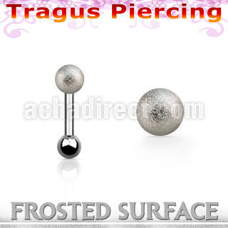 trg35 316l steel tragus piercing w 4mm frosted steel top ball
