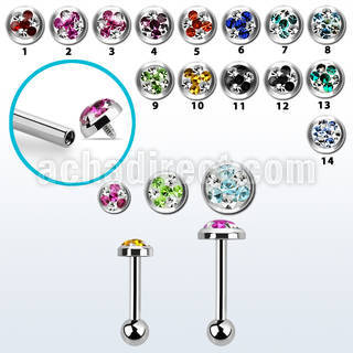 trgfrd steel tragus barbell w multi crystal tri star top