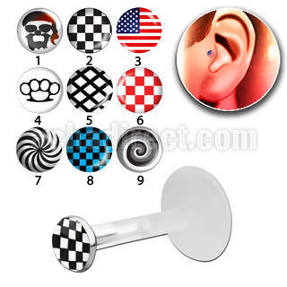 trgl8 bioflex tragus piercing w push in basic logo silver top
