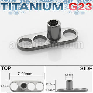 tsa2 base solida titanio g23 piercing superficial microdermal tres agujeros circulares base conector rosca interna venta
