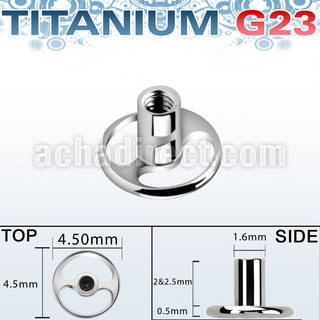 tsa6 base piercing microdermal titanio g23 circular 2 agujeros base conector rosca interna venta