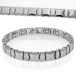 ub140 polished tungsten bracelet w alternating beveled links
