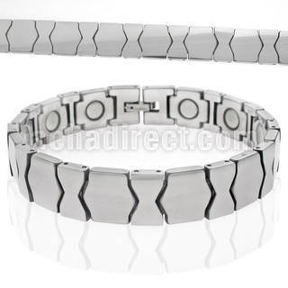 ub141 tungsten wide bracelet with hexagon hourglass links