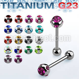 ubbc3 titanium g23 tongue barbell with 6mm multi jewel