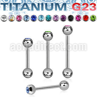 ubbcs titanium g23 barbell bezel set jewel ball plain ball