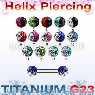 ubber23e titanium g23 helix eyebrow barbell w 3mm 2 color balls