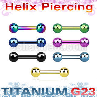 ubbert31 anodized titanium g23 helix barbell 16g w two 3mm balls